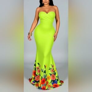 Floral Strapless Maxi Dress